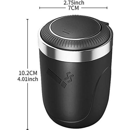 Cenicero de Coche ZAIZAI con Tapa y Luz LED, Acero Inoxidable