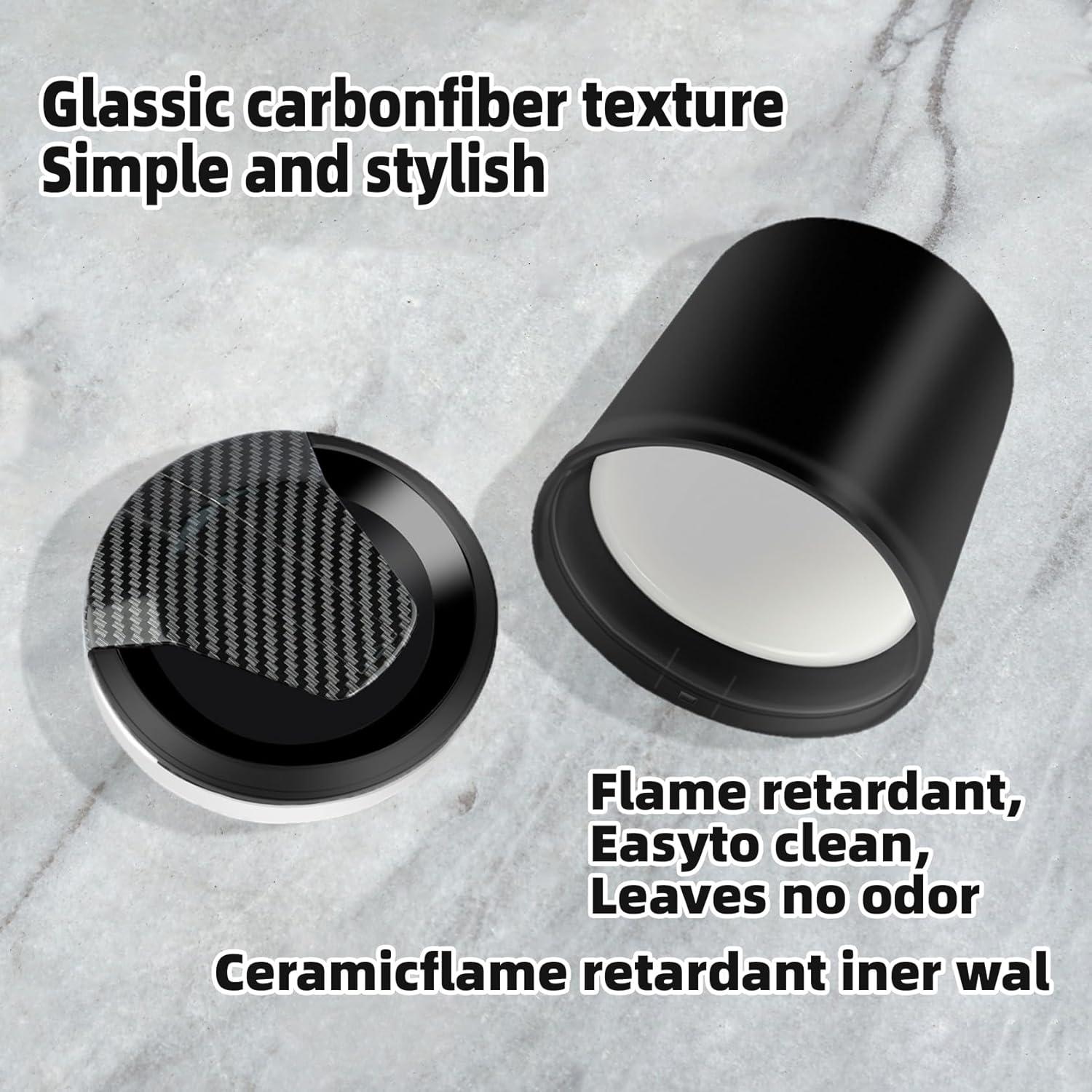 Cenicero para coche YESCOO con tapa y luz LED, a prueba de olores