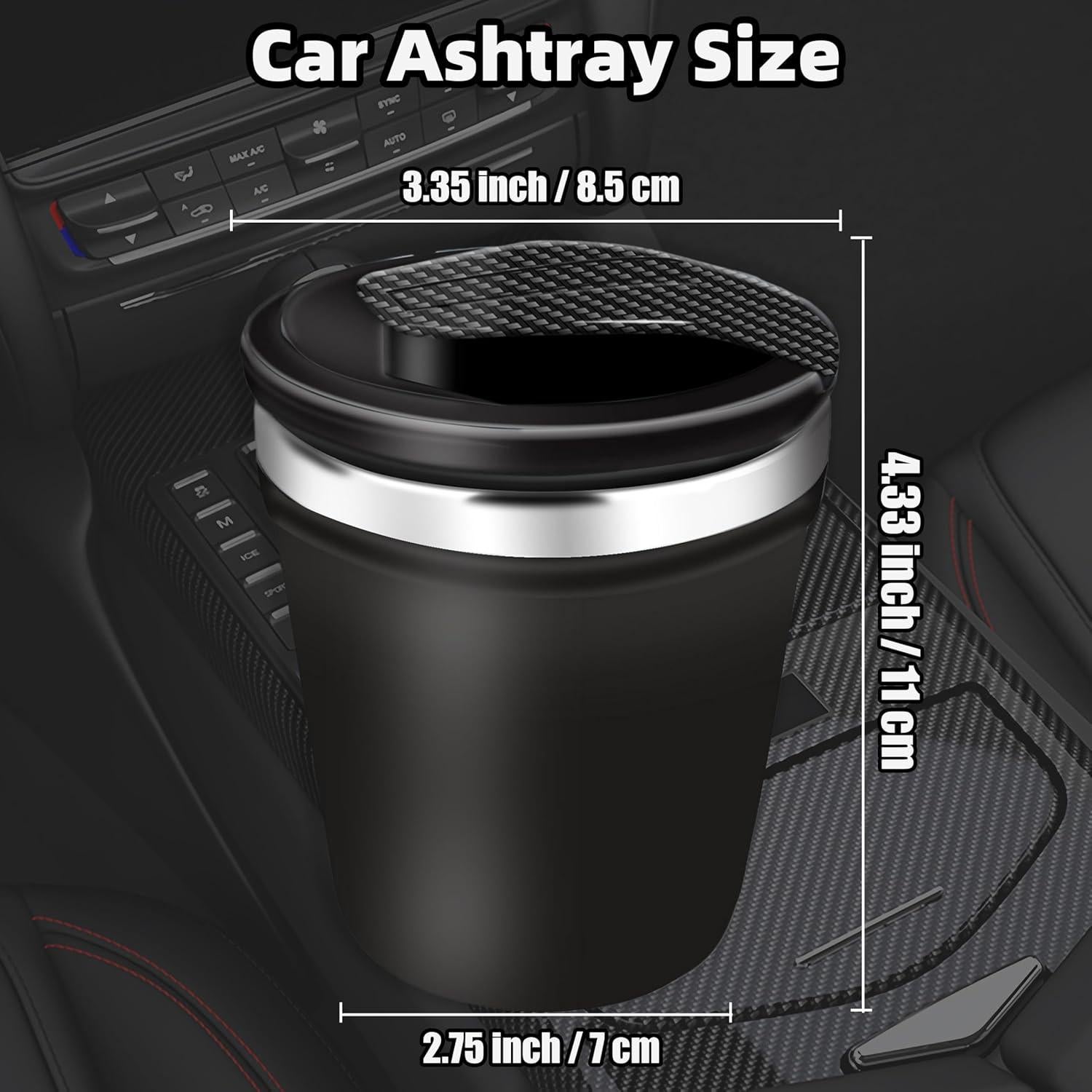 Cenicero para coche YESCOO con tapa y luz LED, a prueba de olores