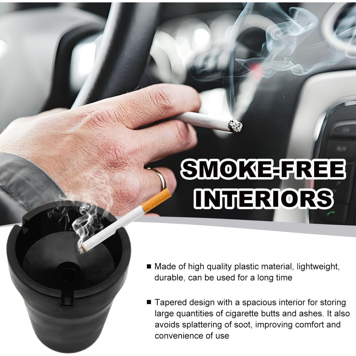 Cenicero para coche DXNQ, plástico, a prueba de olores, negro