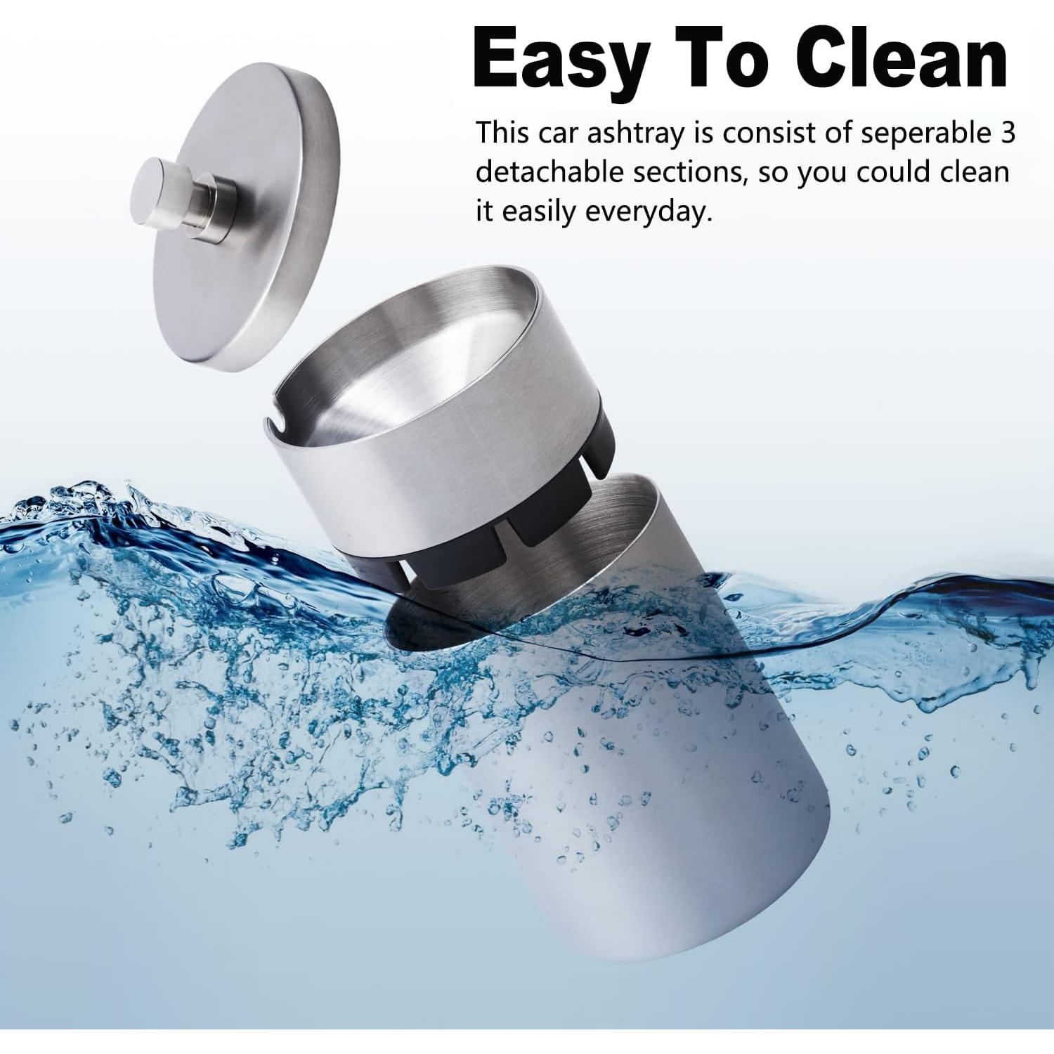 Cenicero para coche EOCICI de acero inoxidable a prueba de olores