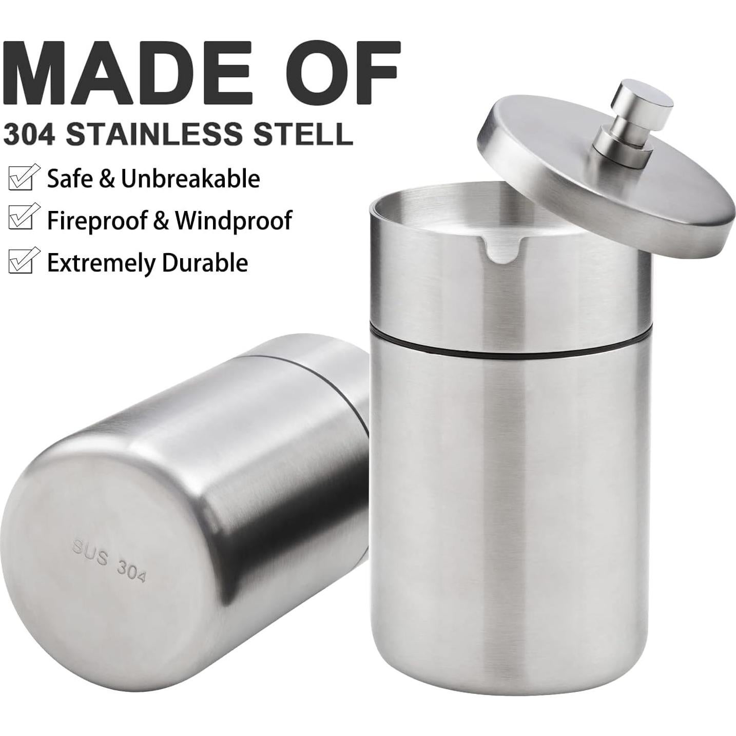 Cenicero para coche EOCICI de acero inoxidable a prueba de olores