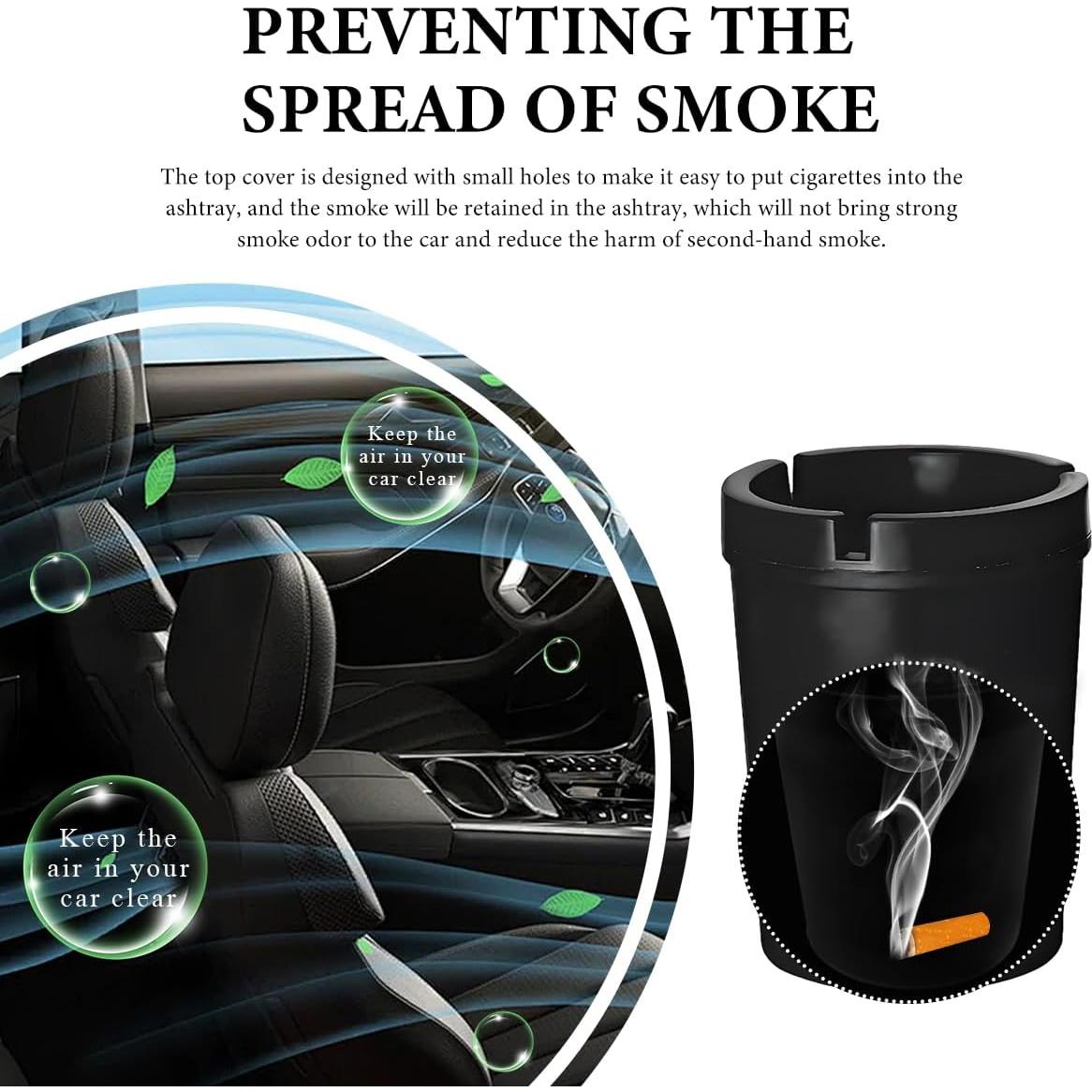 Cenicero de coche KVAEY automático a prueba de olores negro