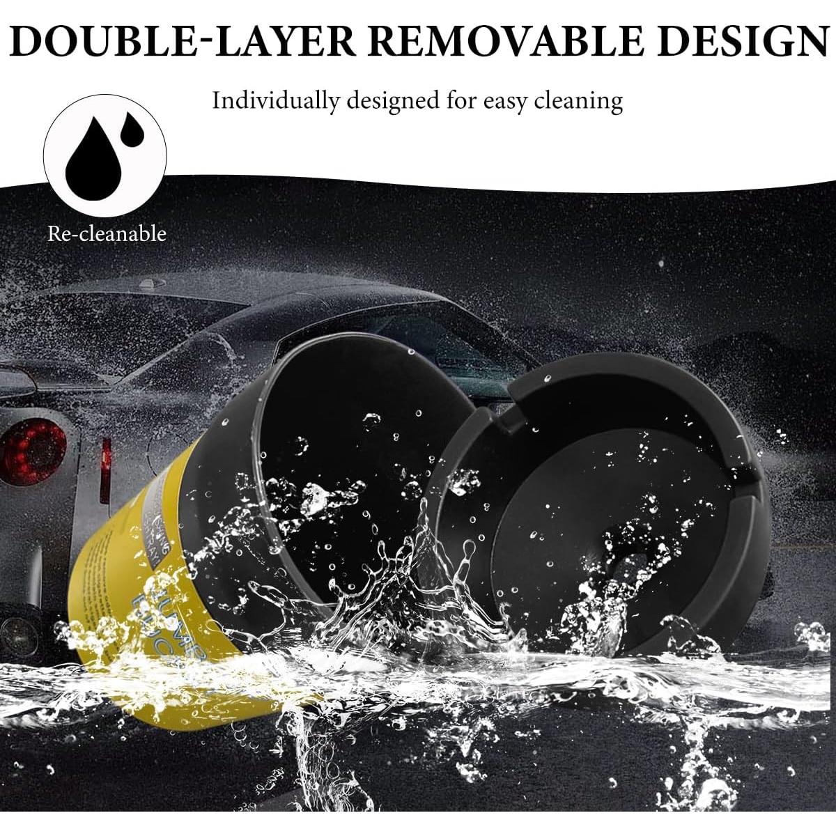 Cenicero de coche KVAEY automático a prueba de olores negro