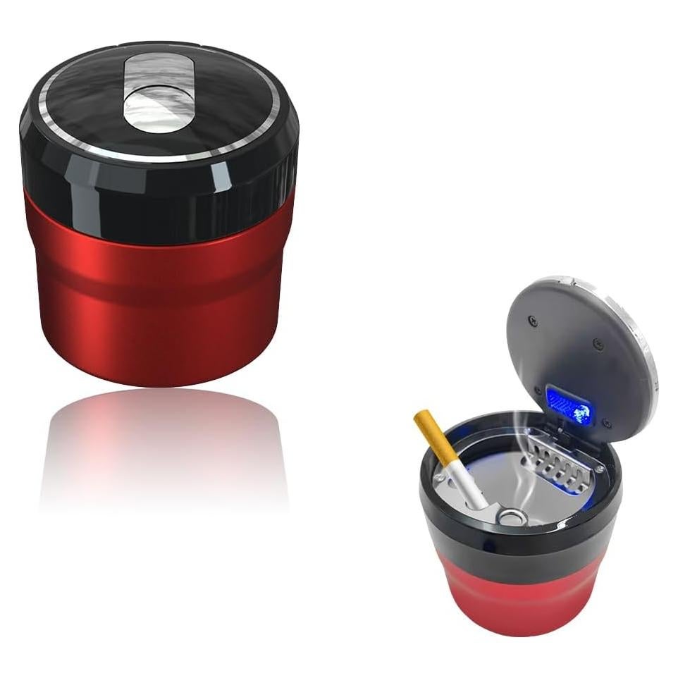 Cenicero de coche Yourkar Rojo Pequeño con luz LED