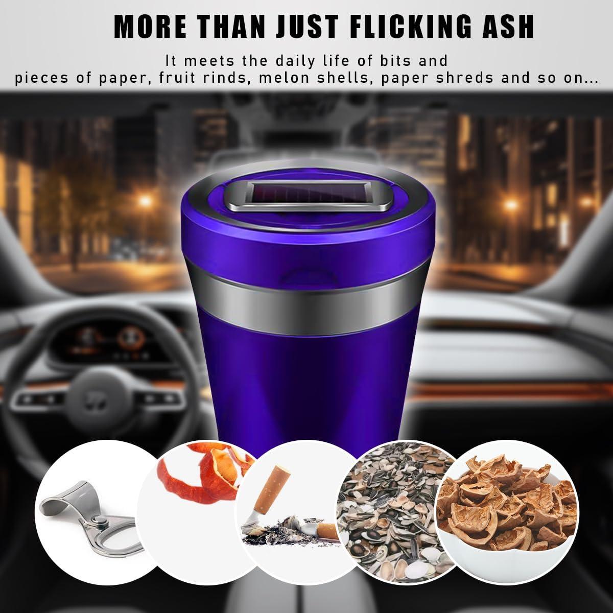 Cenicero de coche Sylvil con encendedor solar y tapa LED azul