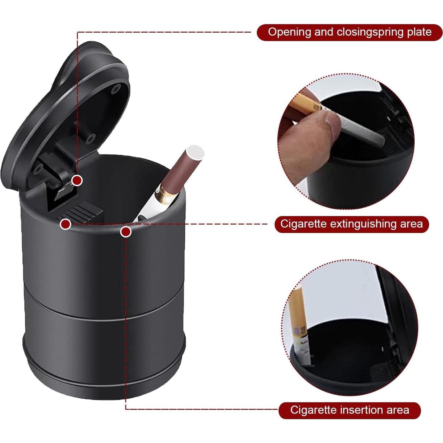 Cenicero de Coche Gunroil con Tapa Plegable - ABS Retardante de Llama