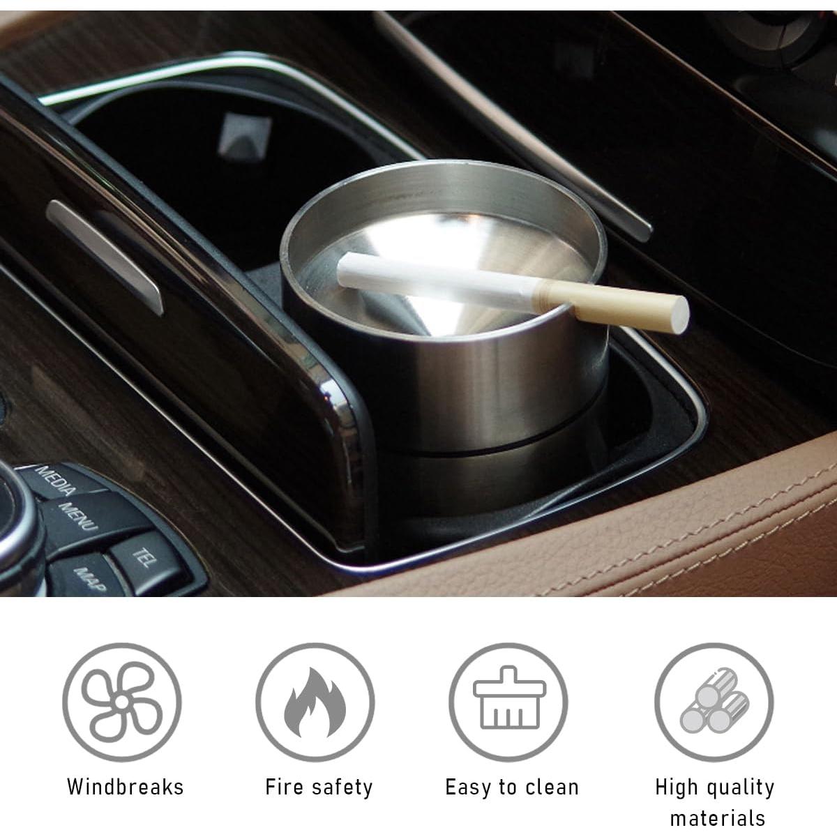 Cenicero de Acero Inoxidable Ohleats para Auto Grande