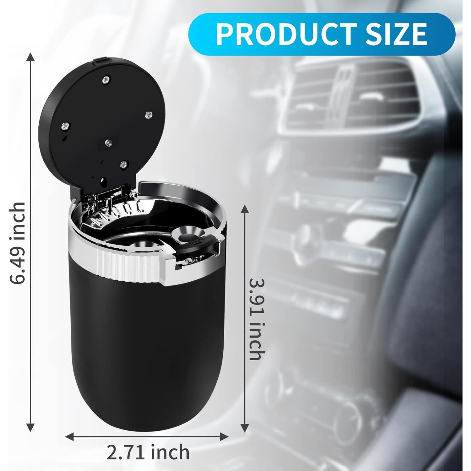 Cenicero de coche AUSZUOI con tapa y luz LED - 2 unidades