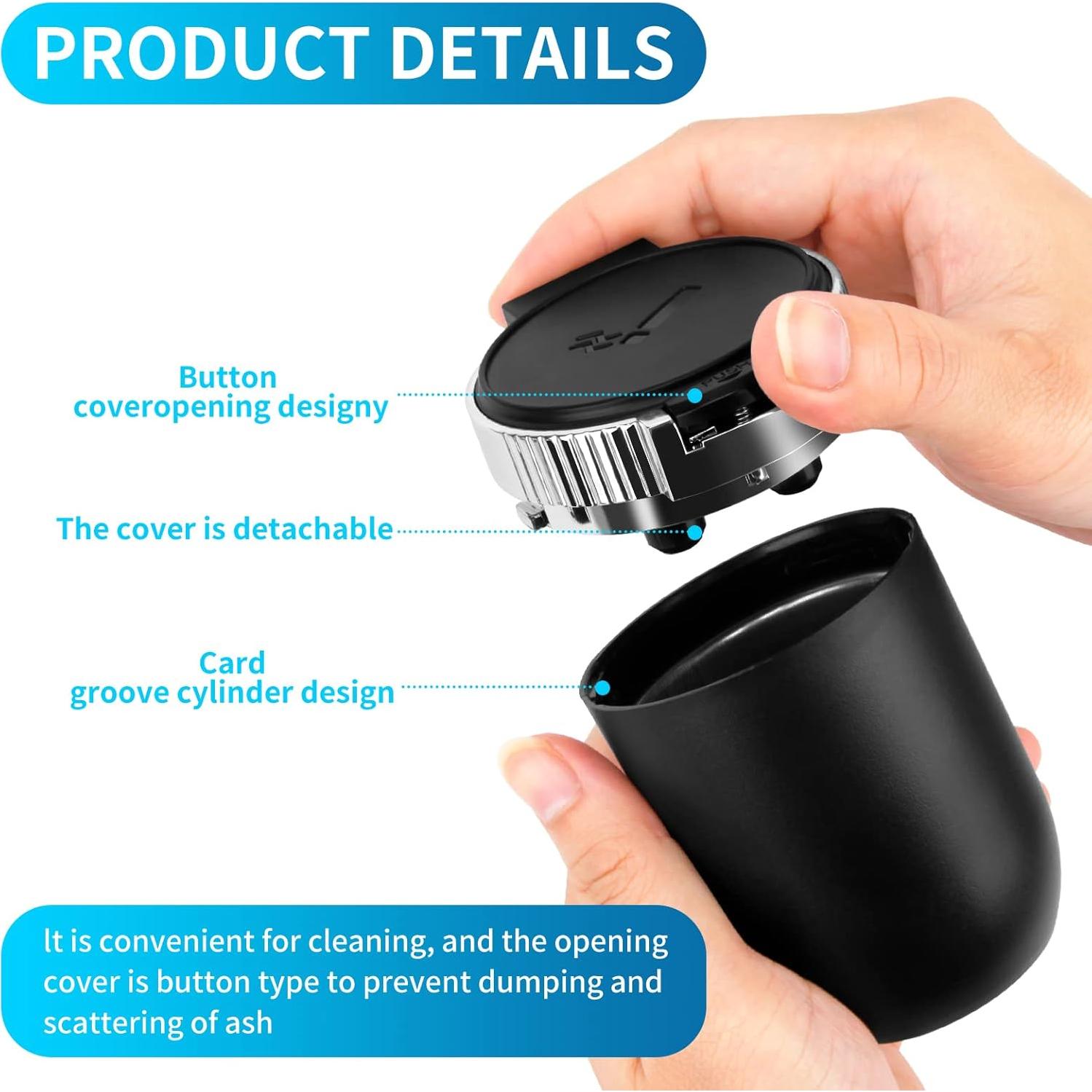 Cenicero de coche AUSZUOI con tapa y luz LED - 2 unidades