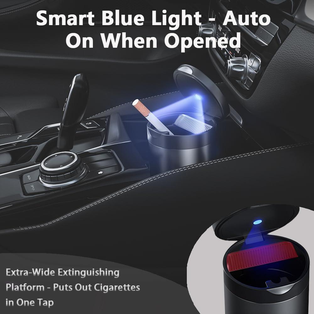 Cenicero portátil Tmengdao con luz LED automática gris