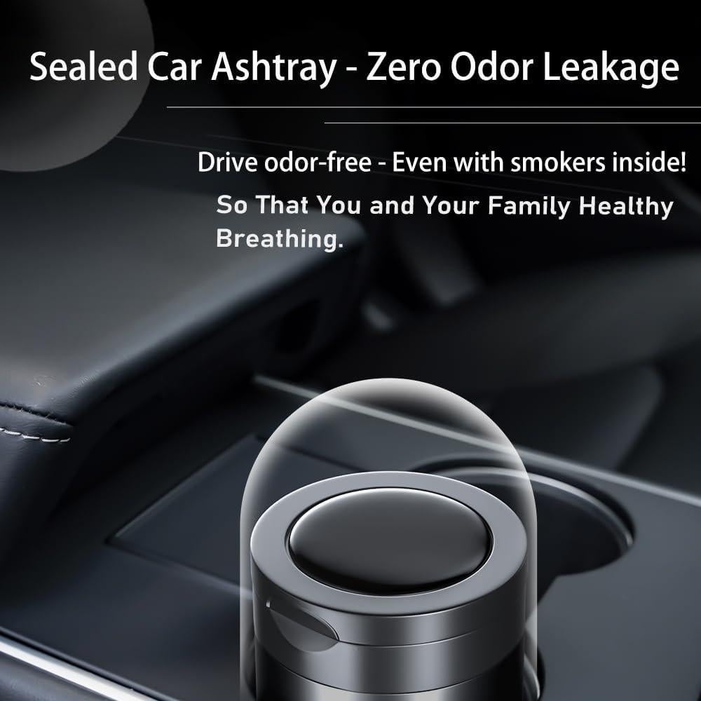 Cenicero portátil Tmengdao con luz LED automática gris