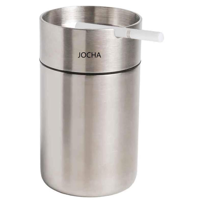 Cenicero de Coche JOCHA de Acero Inoxidable con Tapa - Plata