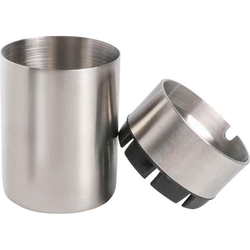 Cenicero de Coche JOCHA de Acero Inoxidable con Tapa - Plata