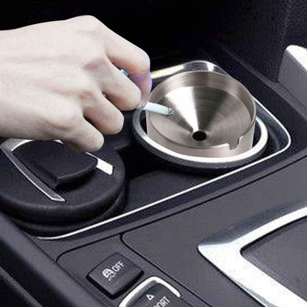 Cenicero de Coche JOCHA de Acero Inoxidable con Tapa - Plata