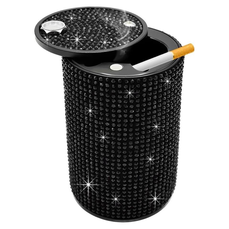 Cenicero de Cigarrillos para Auto SHMZK con Tapa Antifuego Negro