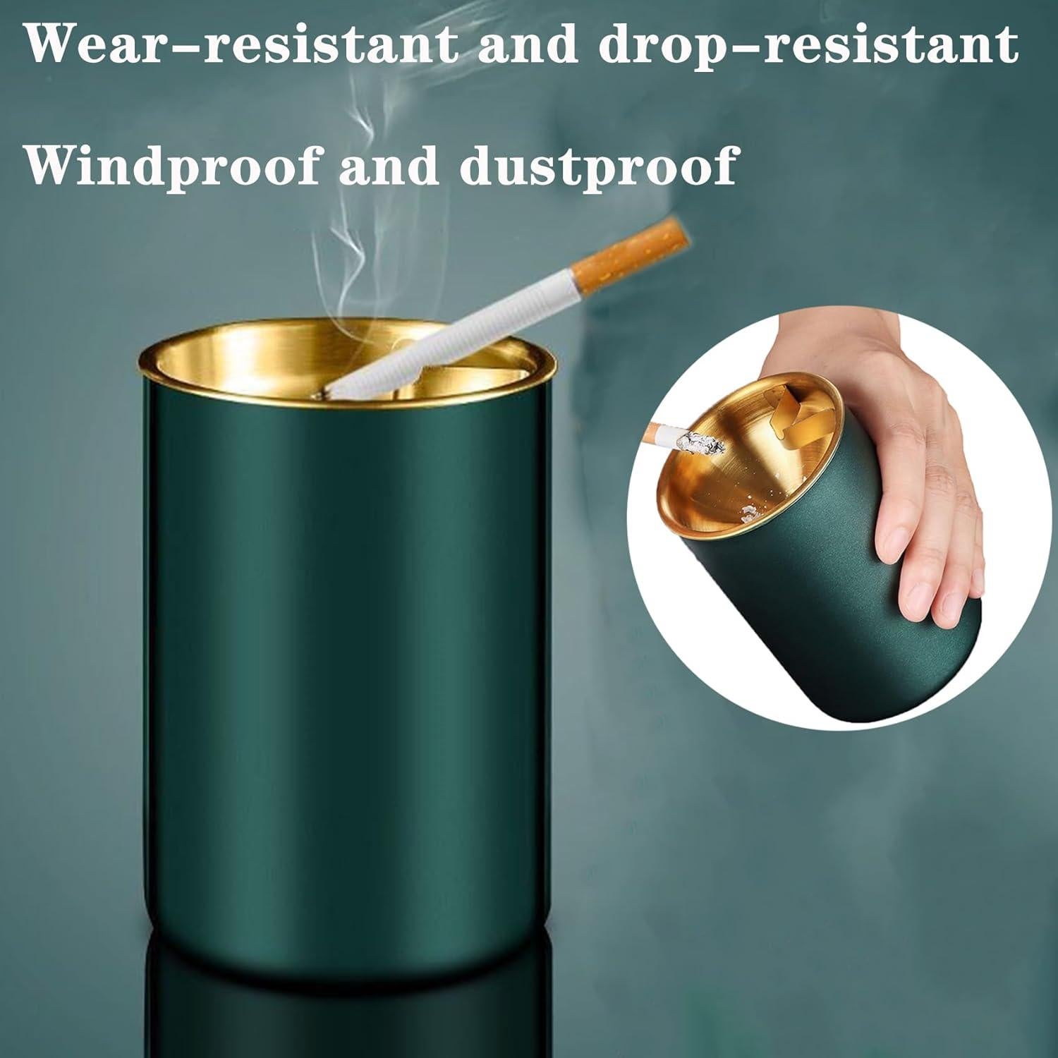 Cenicero de coche MaoMaoCha de acero inoxidable con tapa