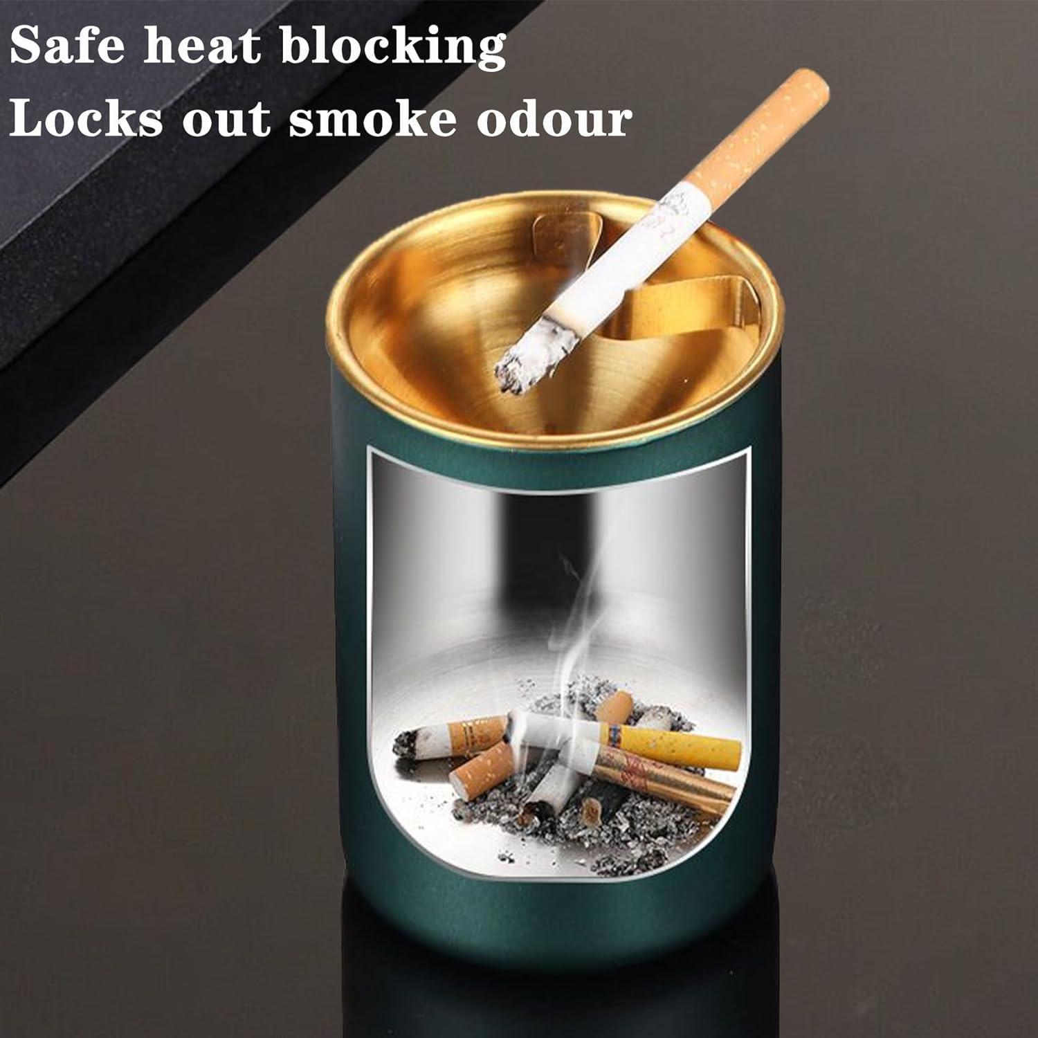 Cenicero de coche MaoMaoCha de acero inoxidable con tapa