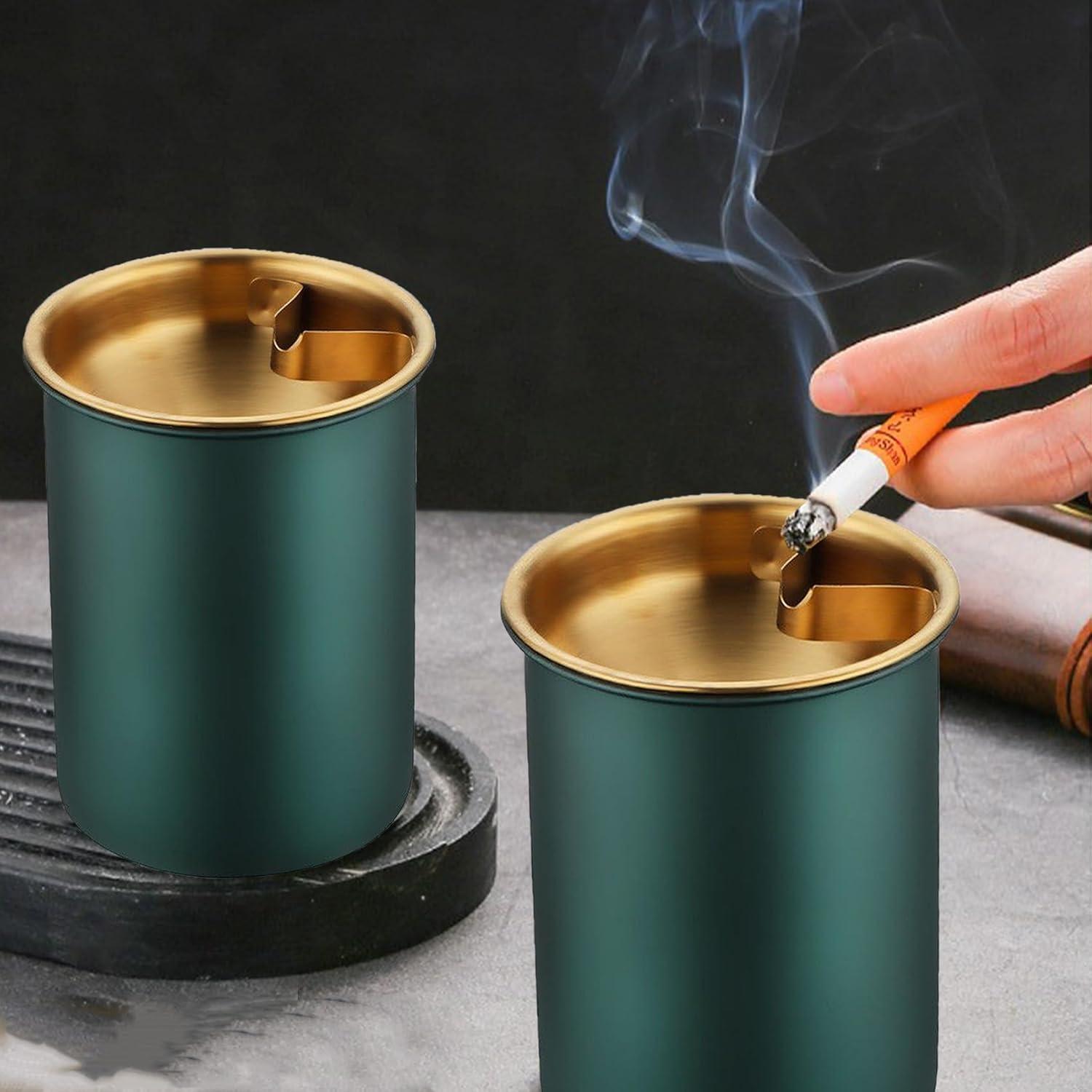 Cenicero de coche MaoMaoCha de acero inoxidable con tapa