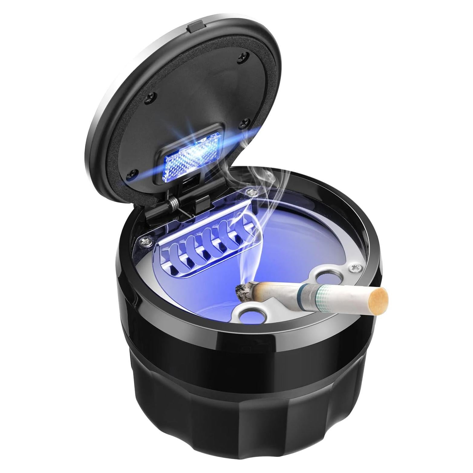 Cenicero Mini de Auto SOLARXIA con Tapa y Luz LED