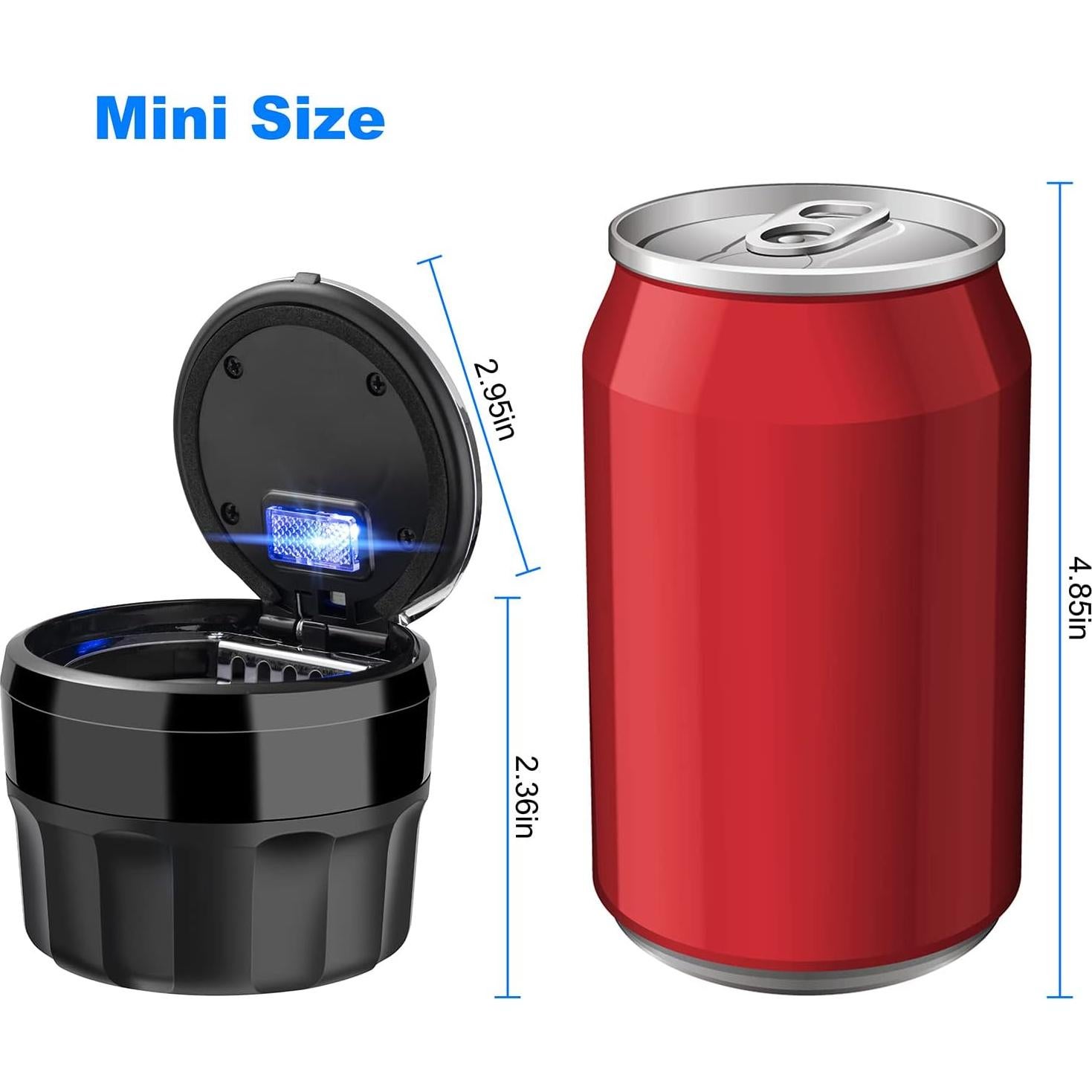 Cenicero Mini de Auto SOLARXIA con Tapa y Luz LED