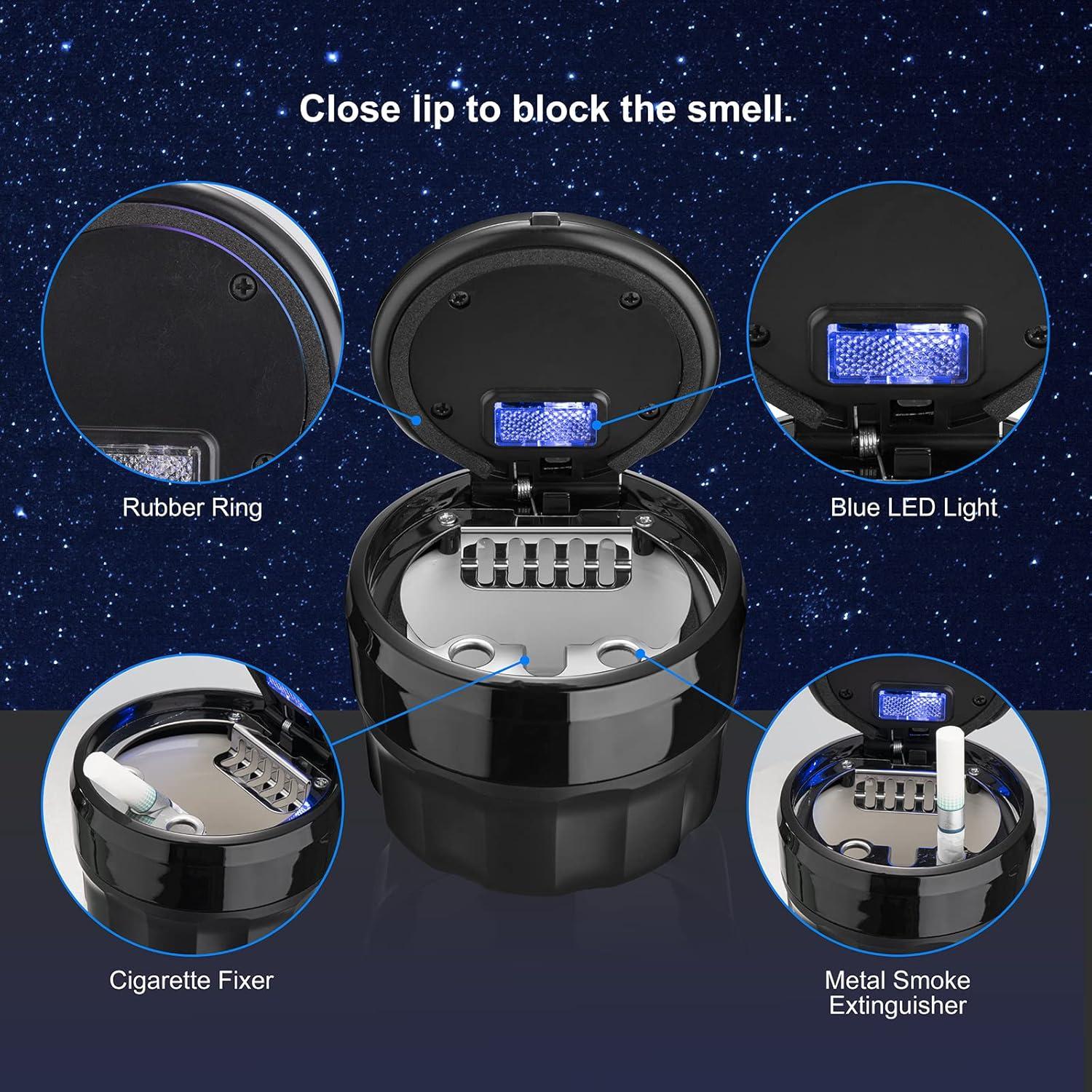 Cenicero Mini de Auto SOLARXIA con Tapa y Luz LED