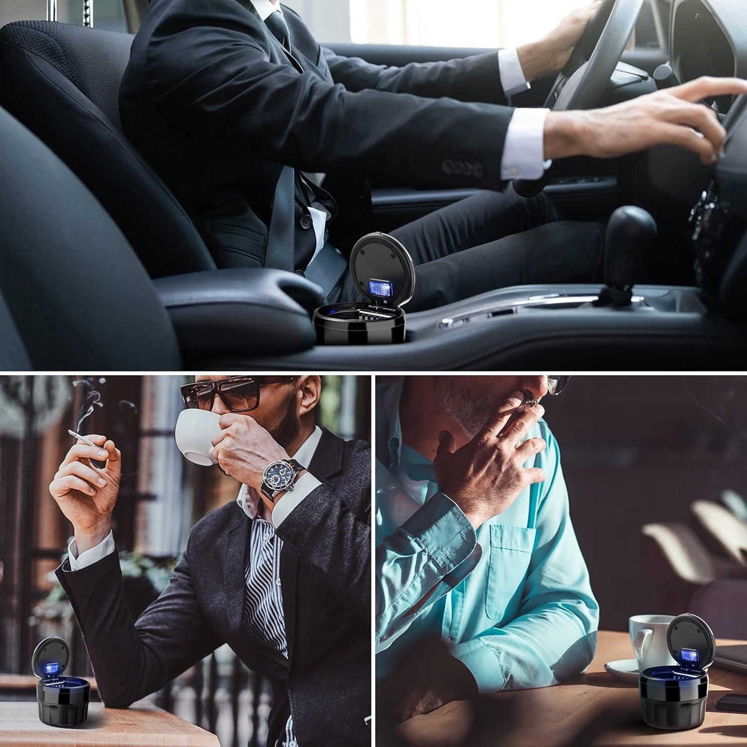 Cenicero Mini de Auto SOLARXIA con Tapa y Luz LED