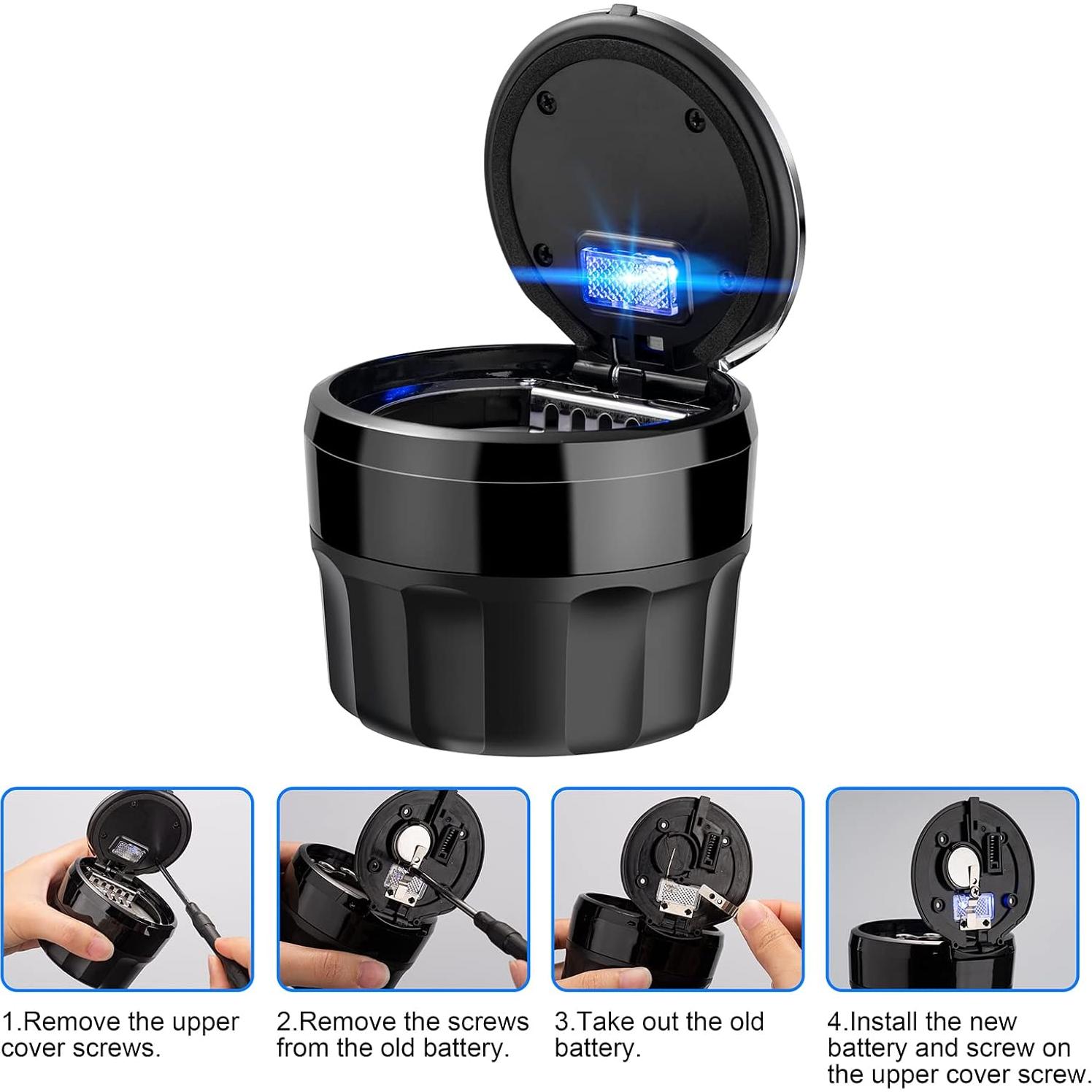 Cenicero Mini de Auto SOLARXIA con Tapa y Luz LED