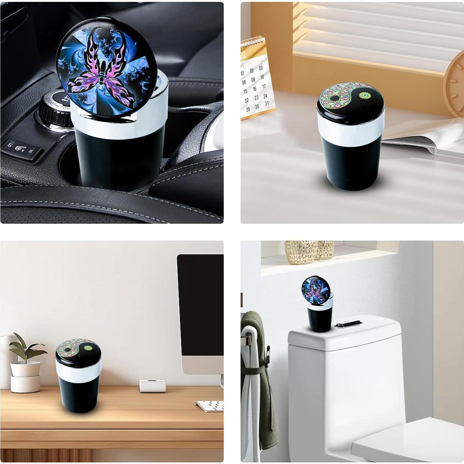 Basurero de coche MeiBoAll con tapa y luz LED azul 127g