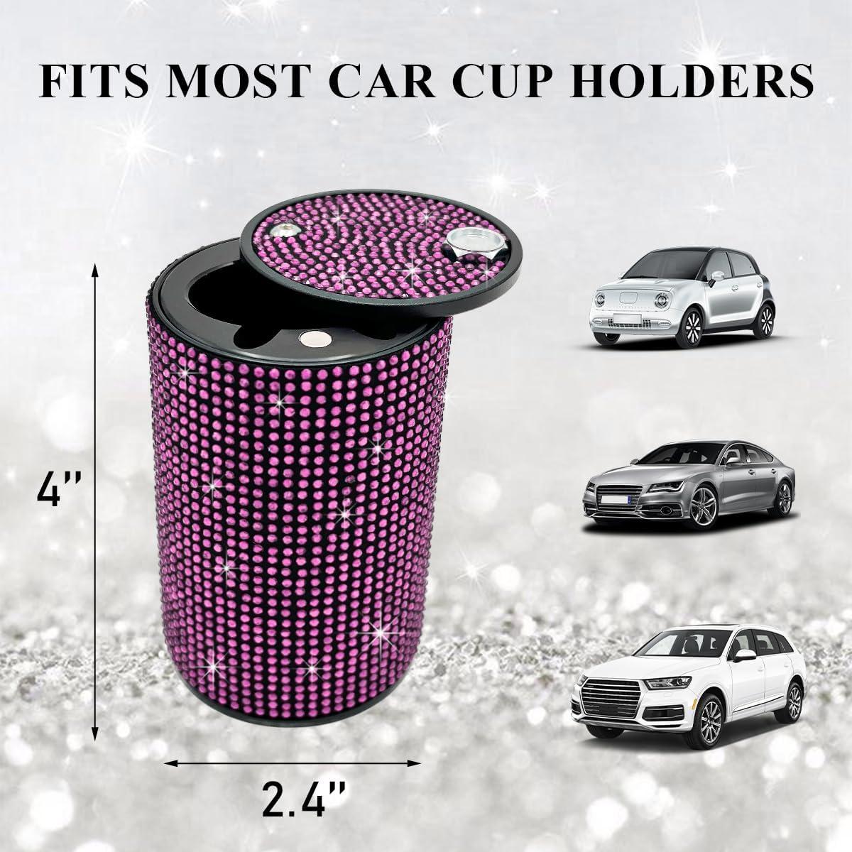 Cenicero de Auto Brillante Ohleats Rosa con Tapa a Prueba de Olores