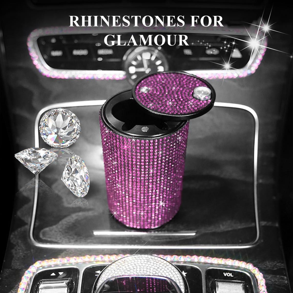 Cenicero de Auto Brillante Ohleats Rosa con Tapa a Prueba de Olores