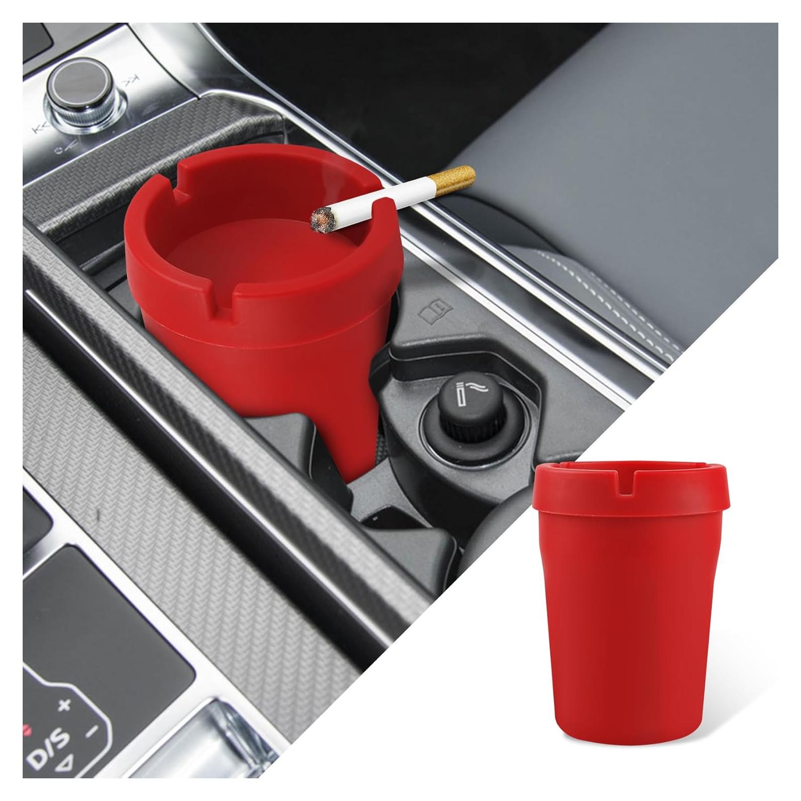 Cenicero de coche RGOAANC portátil a prueba de olores rojo