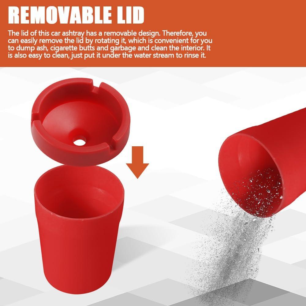 Cenicero de coche RGOAANC portátil a prueba de olores rojo