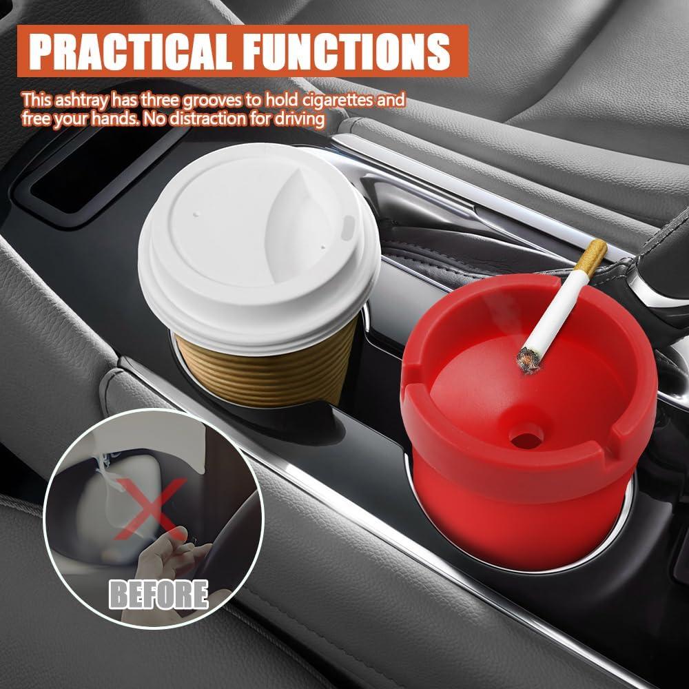 Cenicero de coche RGOAANC portátil a prueba de olores rojo
