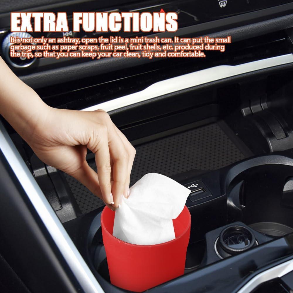 Cenicero de coche RGOAANC portátil a prueba de olores rojo