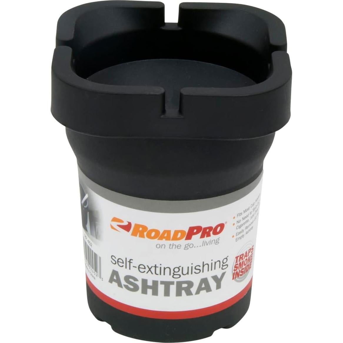 Cenicero Autoextinguible RoadPro RP-452 - Negro, Pequeño
