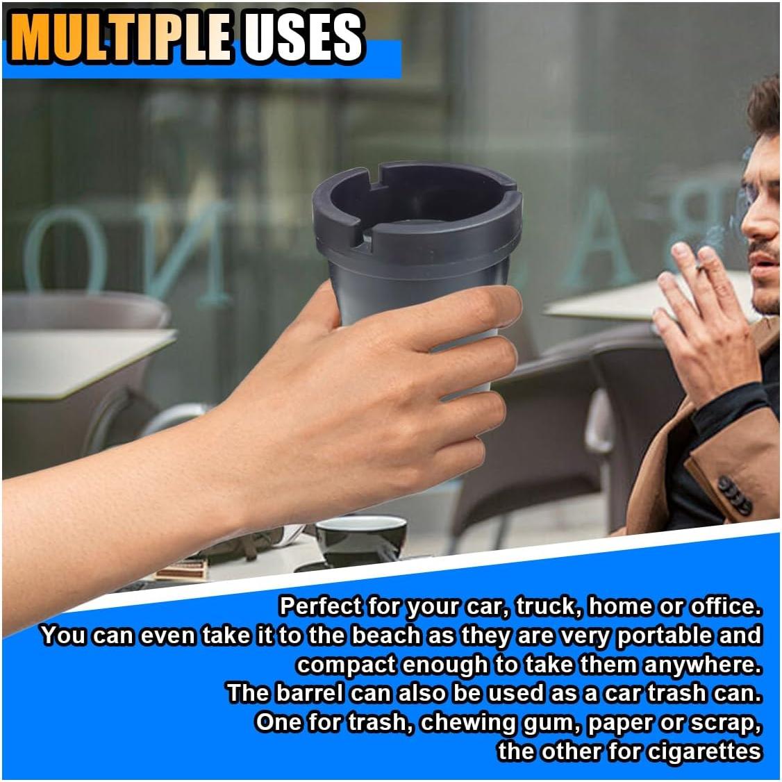 Cenicero de Auto JOYCOURT Sin Humo Negro 2PCS Compacto