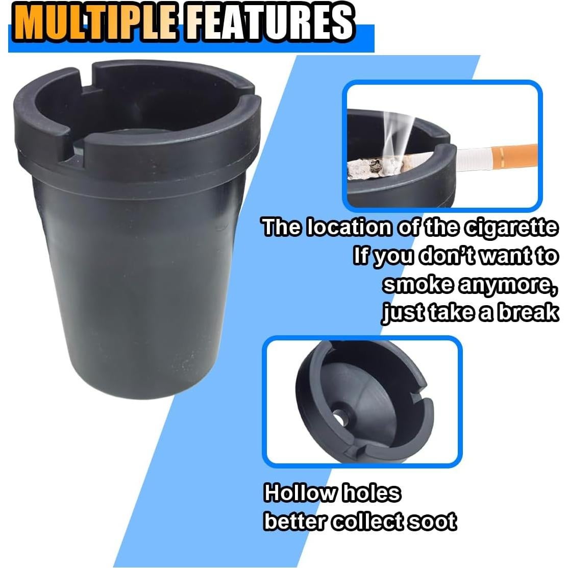 Cenicero de Auto JOYCOURT Sin Humo Negro 2PCS Compacto