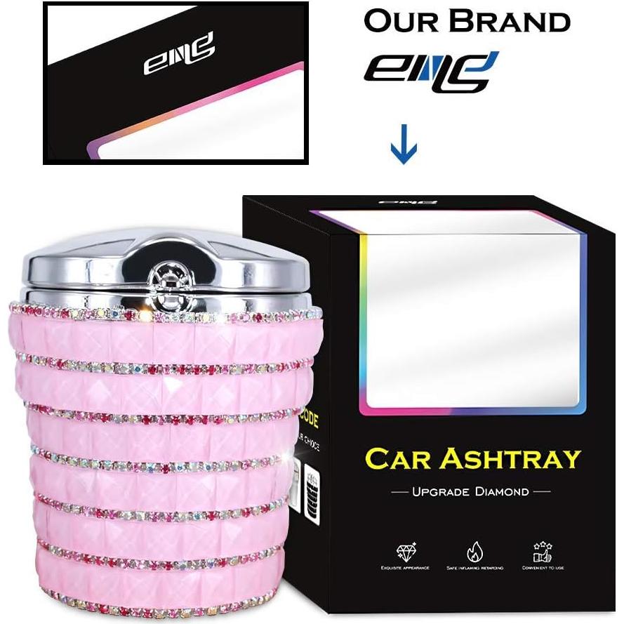 Cenicero de coche eing con luz LED azul y tapa abatible