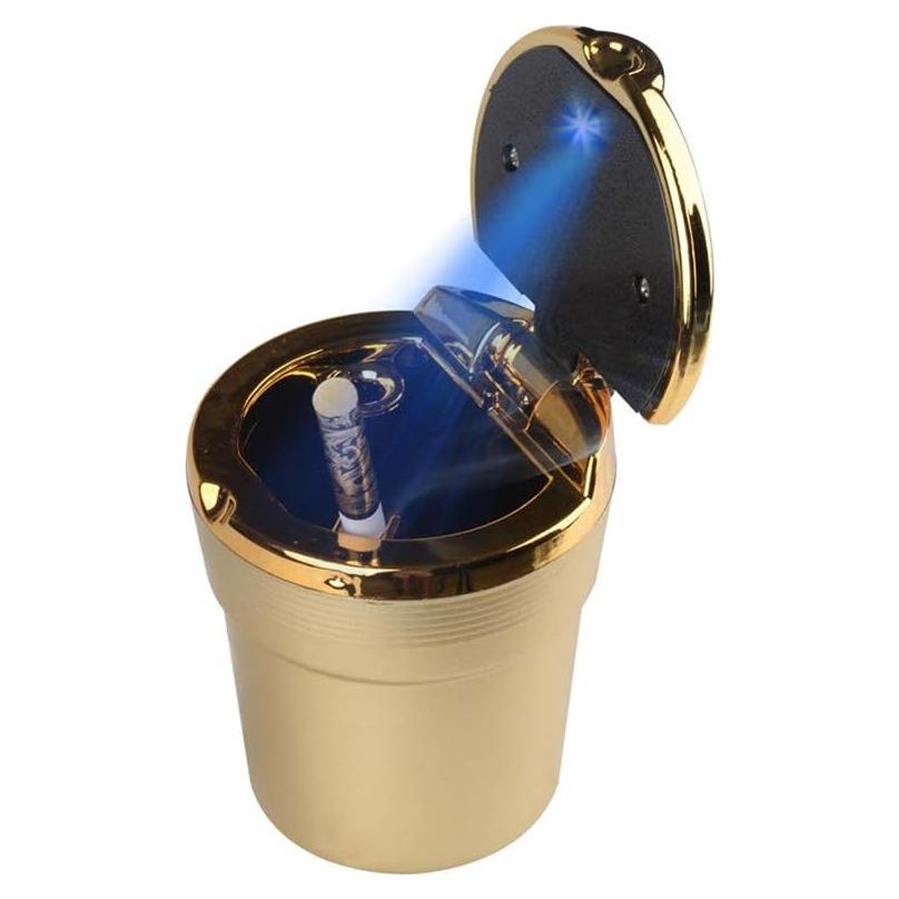 Cenicero de Auto AISIBO con Luz LED Dorado Portátil