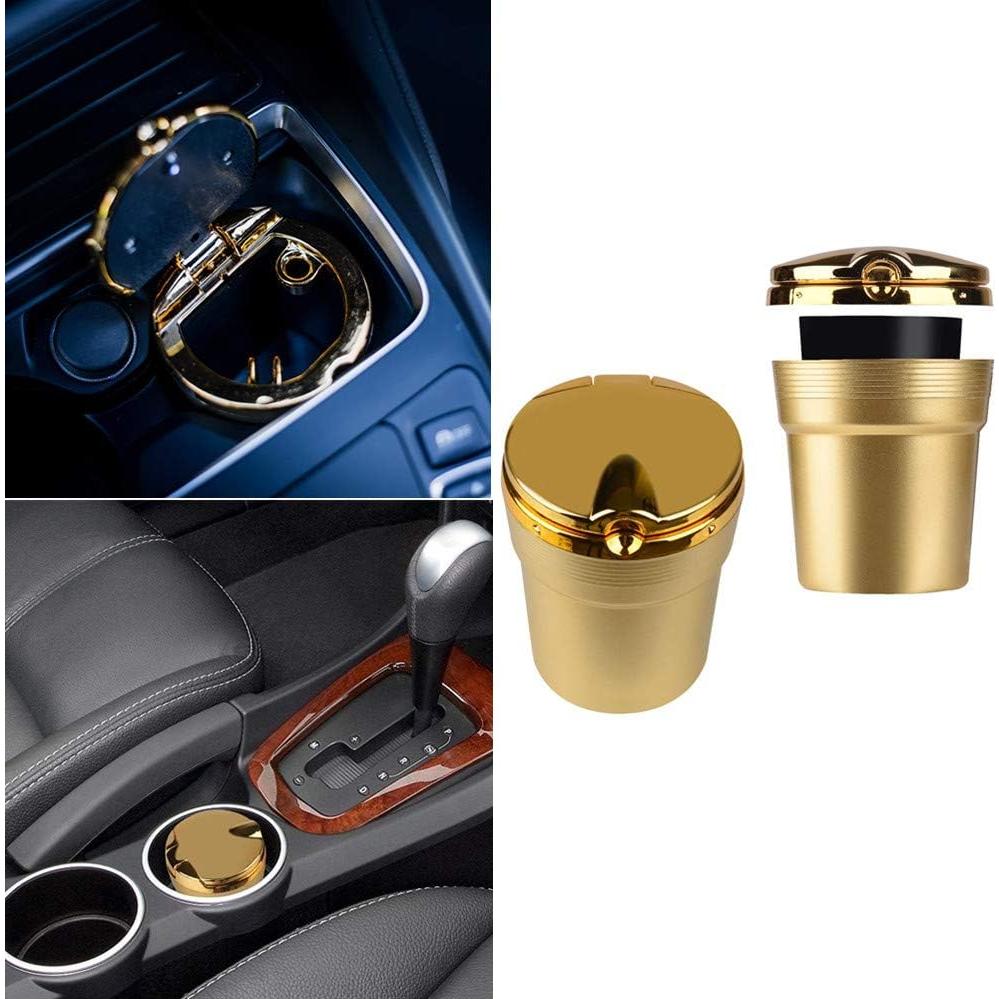 Cenicero de Auto AISIBO con Luz LED Dorado Portátil
