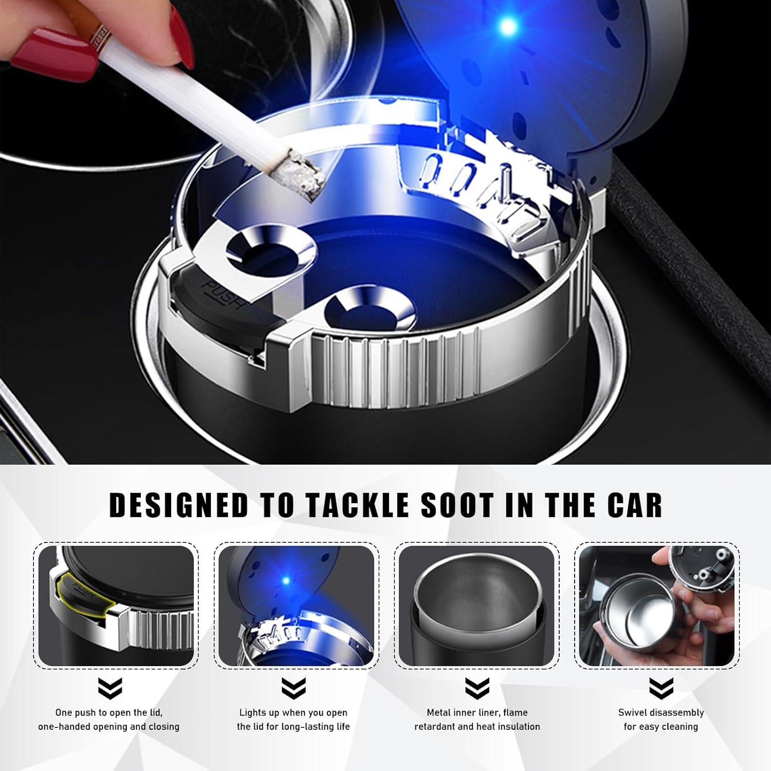 Cenicero de Coche con Tapa Povtii, Acero Inoxidable, 2PCS