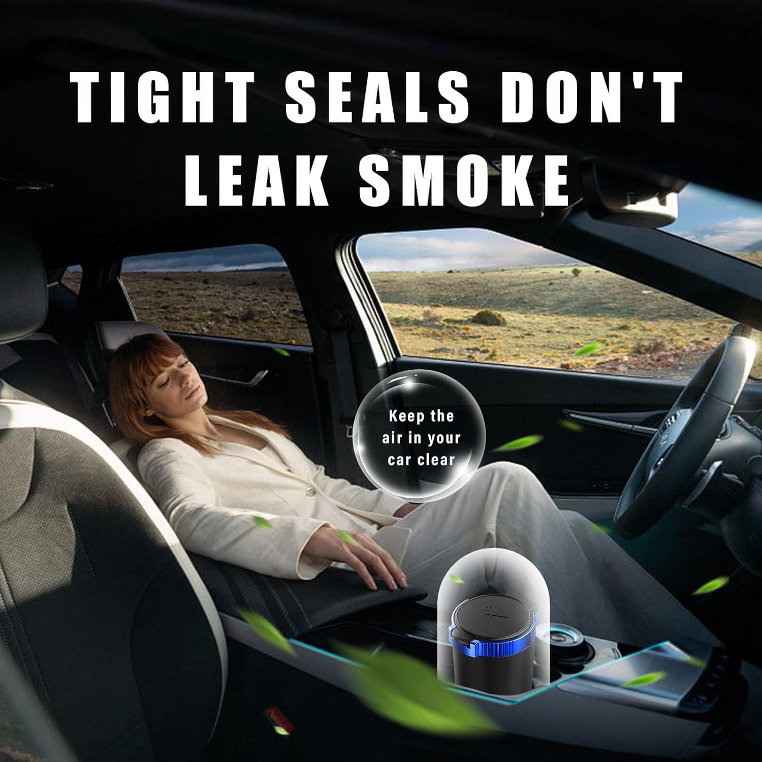 Cenicero de Coche con Tapa Povtii, Acero Inoxidable, 2PCS