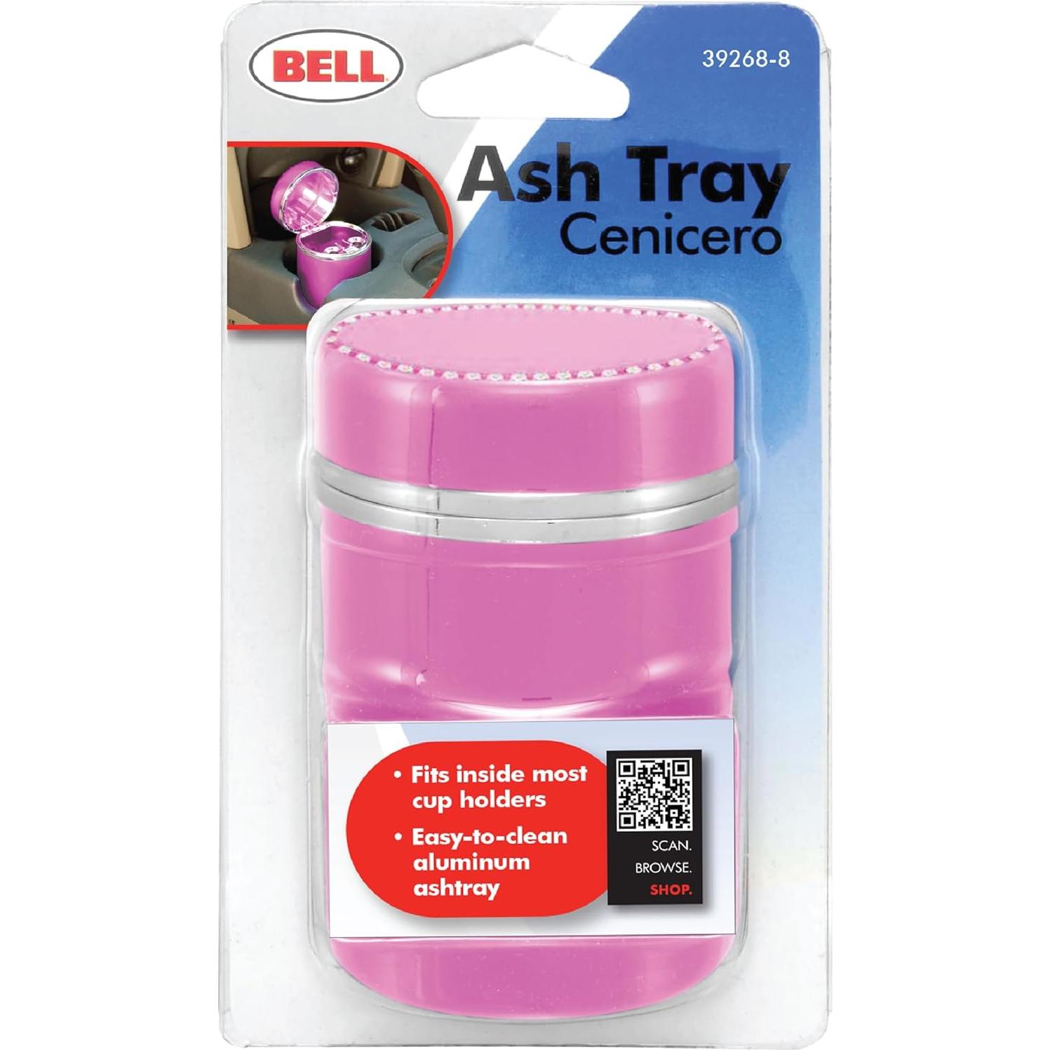 Cenicero de Aluminio Bell Automotive Diamante Rosa con Tapa