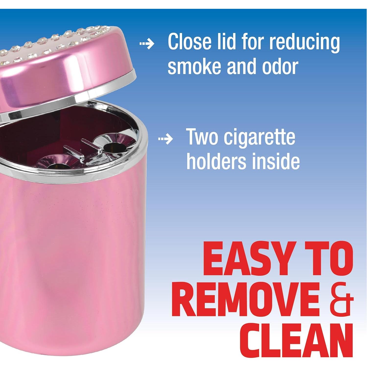 Cenicero de Aluminio Bell Automotive Diamante Rosa con Tapa