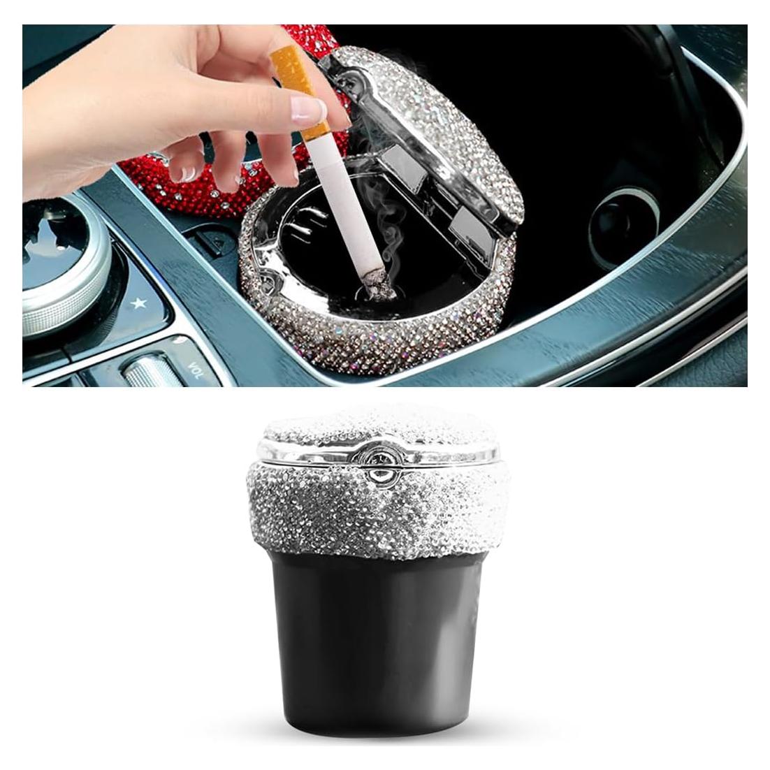 Cenicero de Coche BESULEN Cilindro Blanco con Luz LED