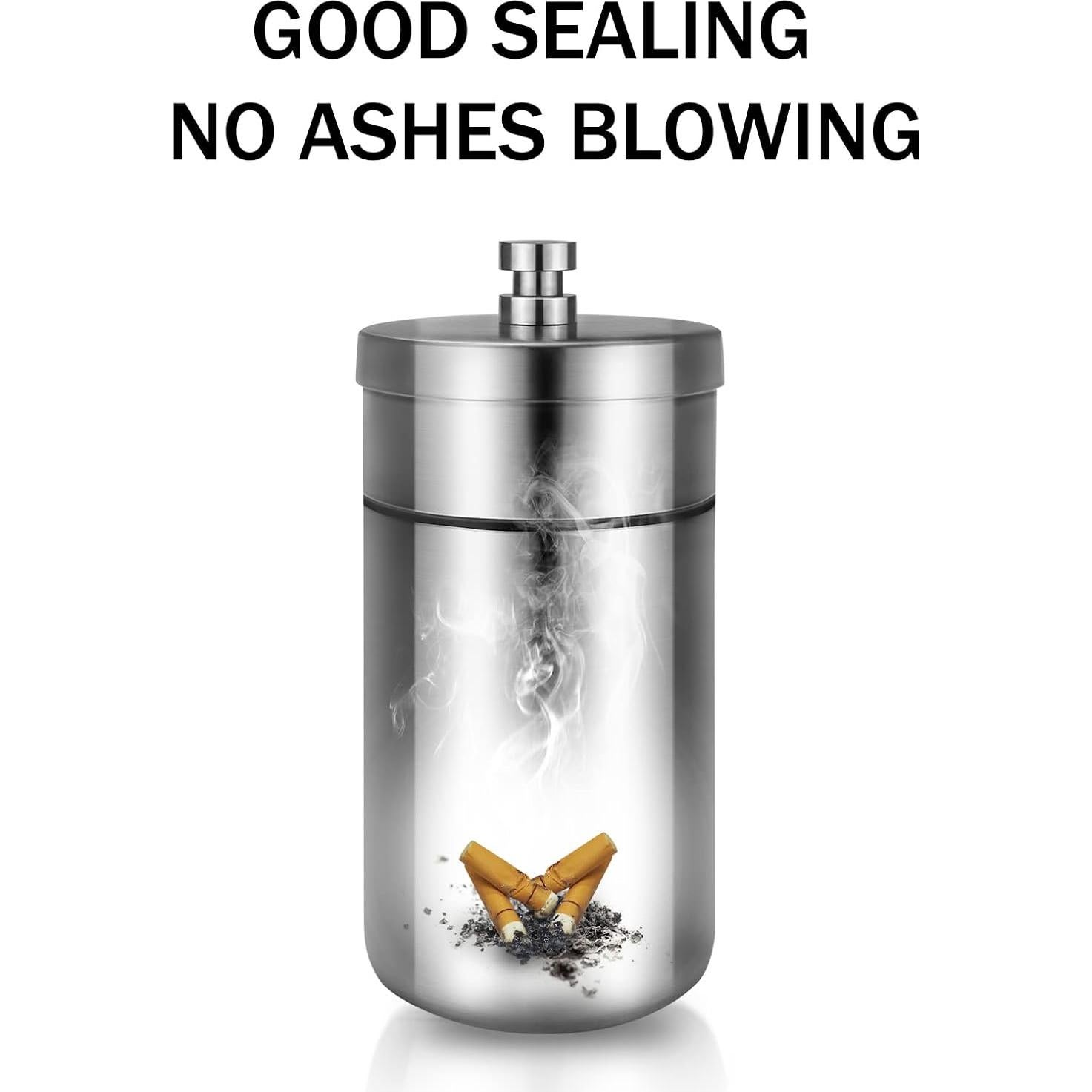 Cenicero de coche portátil Cgaplus de acero inoxidable con tapa