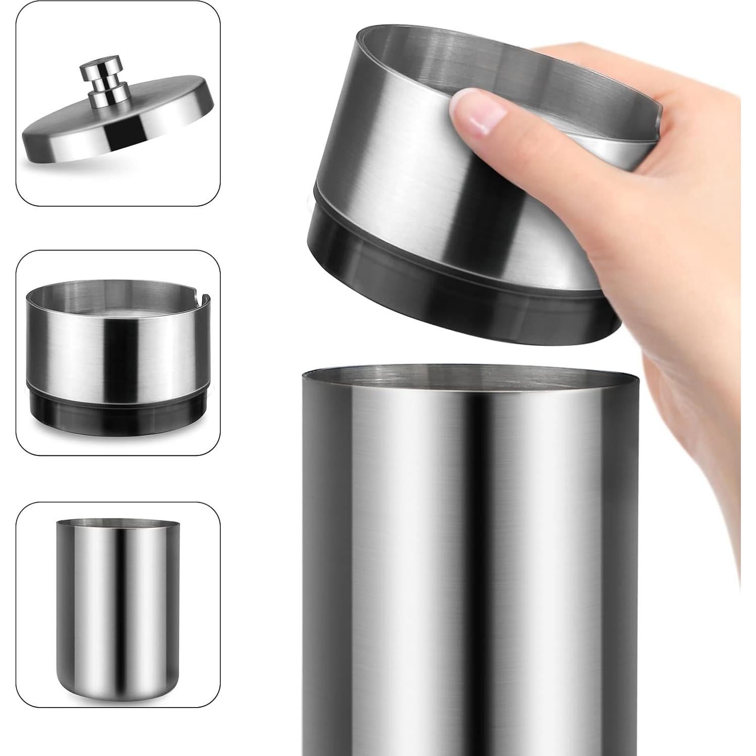 Cenicero de coche portátil Cgaplus de acero inoxidable con tapa