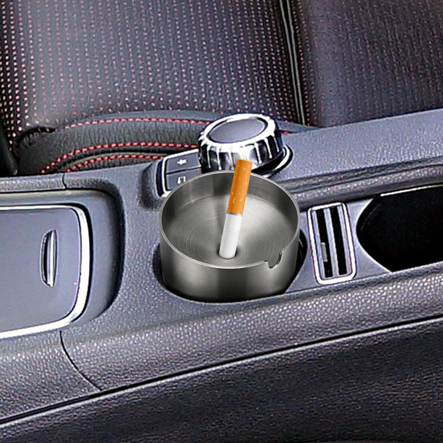 Cenicero de coche portátil Cgaplus de acero inoxidable con tapa