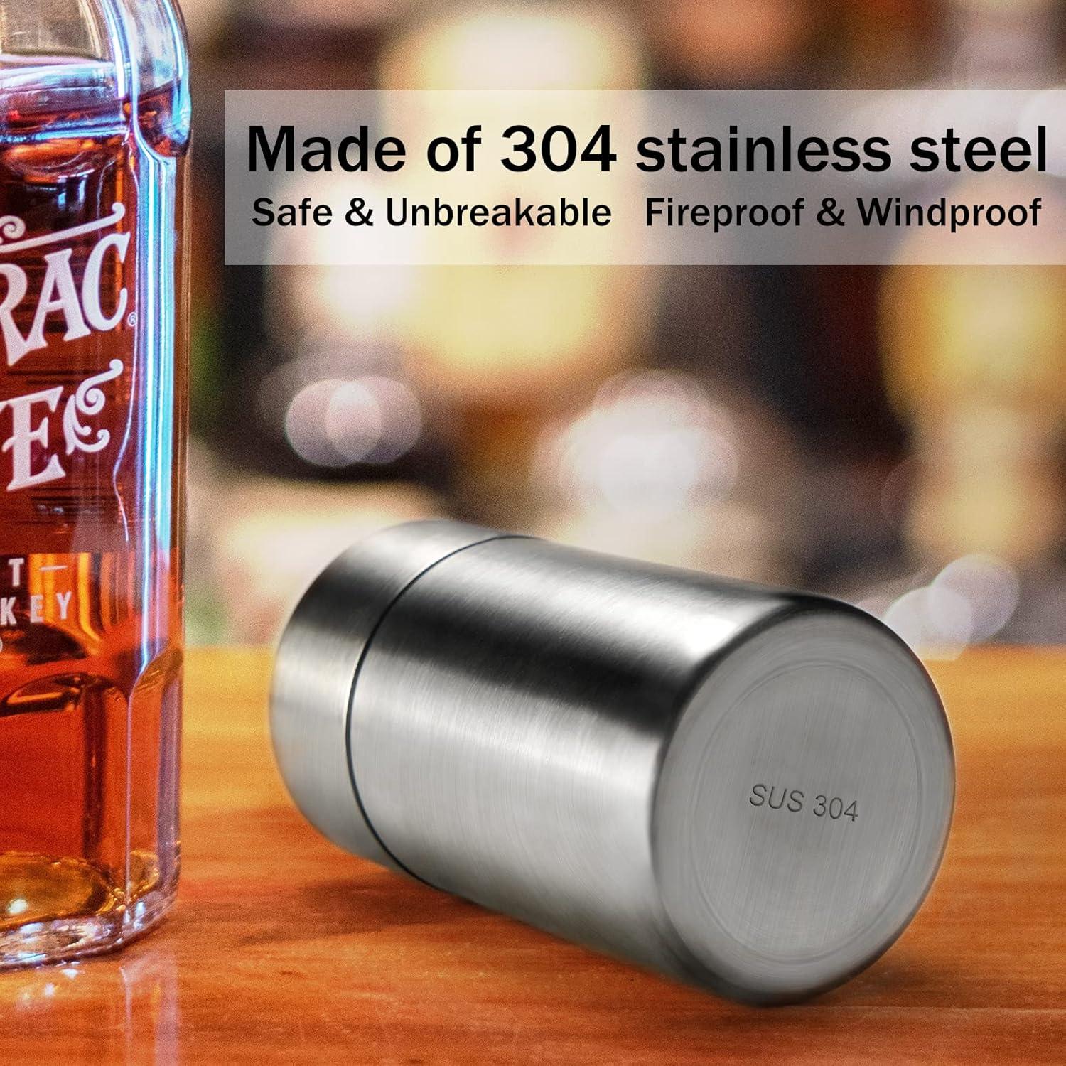 Cenicero de coche portátil Cgaplus de acero inoxidable con tapa